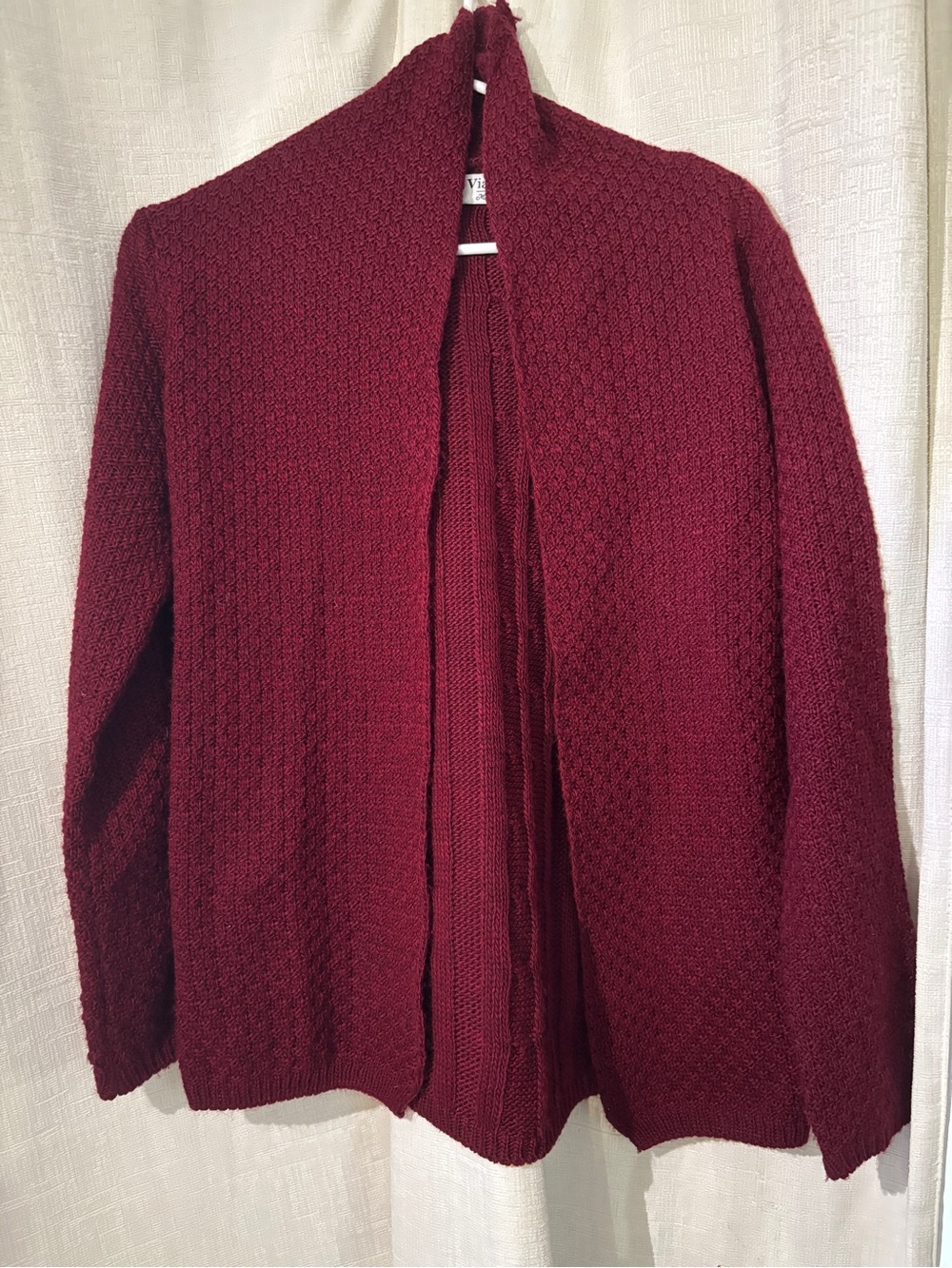 Avita Textured Open-Front Cardigan - Burgundy